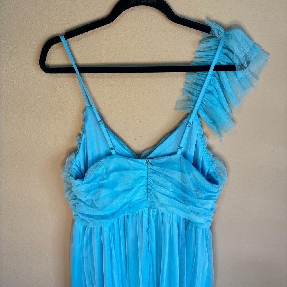 Blue Ruched One-Shoulder Gown​ - Picture 7 of 8